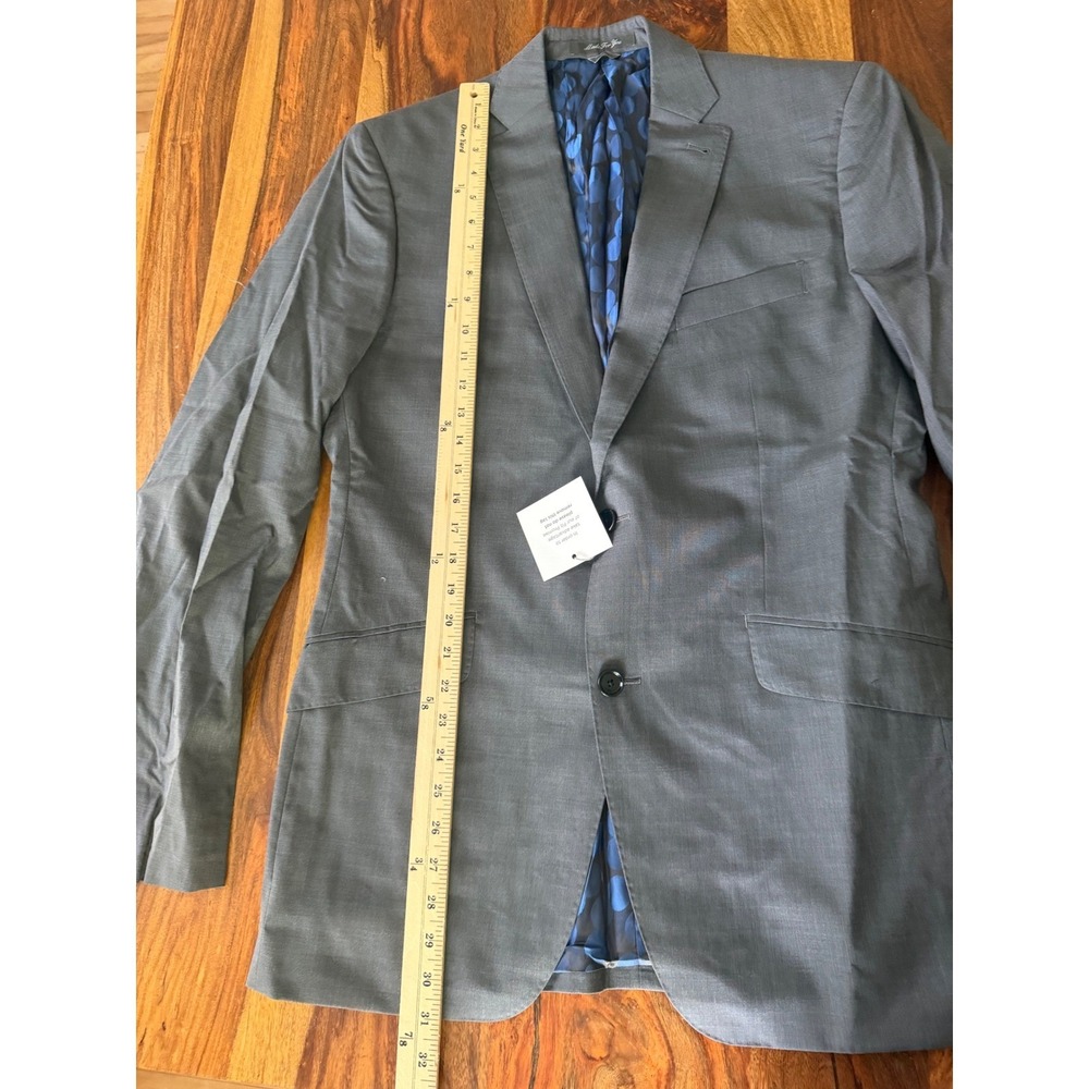 Indochino Mens Gray Two Button Tailored‎ Blazer Jacket Blue Polka Dot Lining 42R - Picture 4 of 11